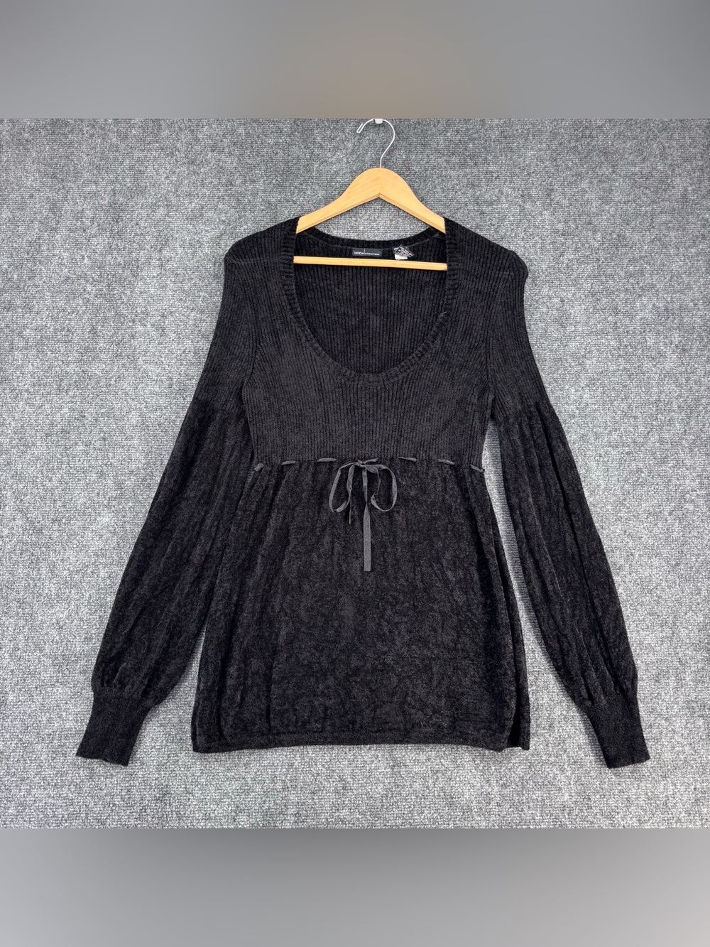 Moda Black Y2K Babydoll Fairycore Soft Bell Sleeve Sweater Dress Or Tunic Size M